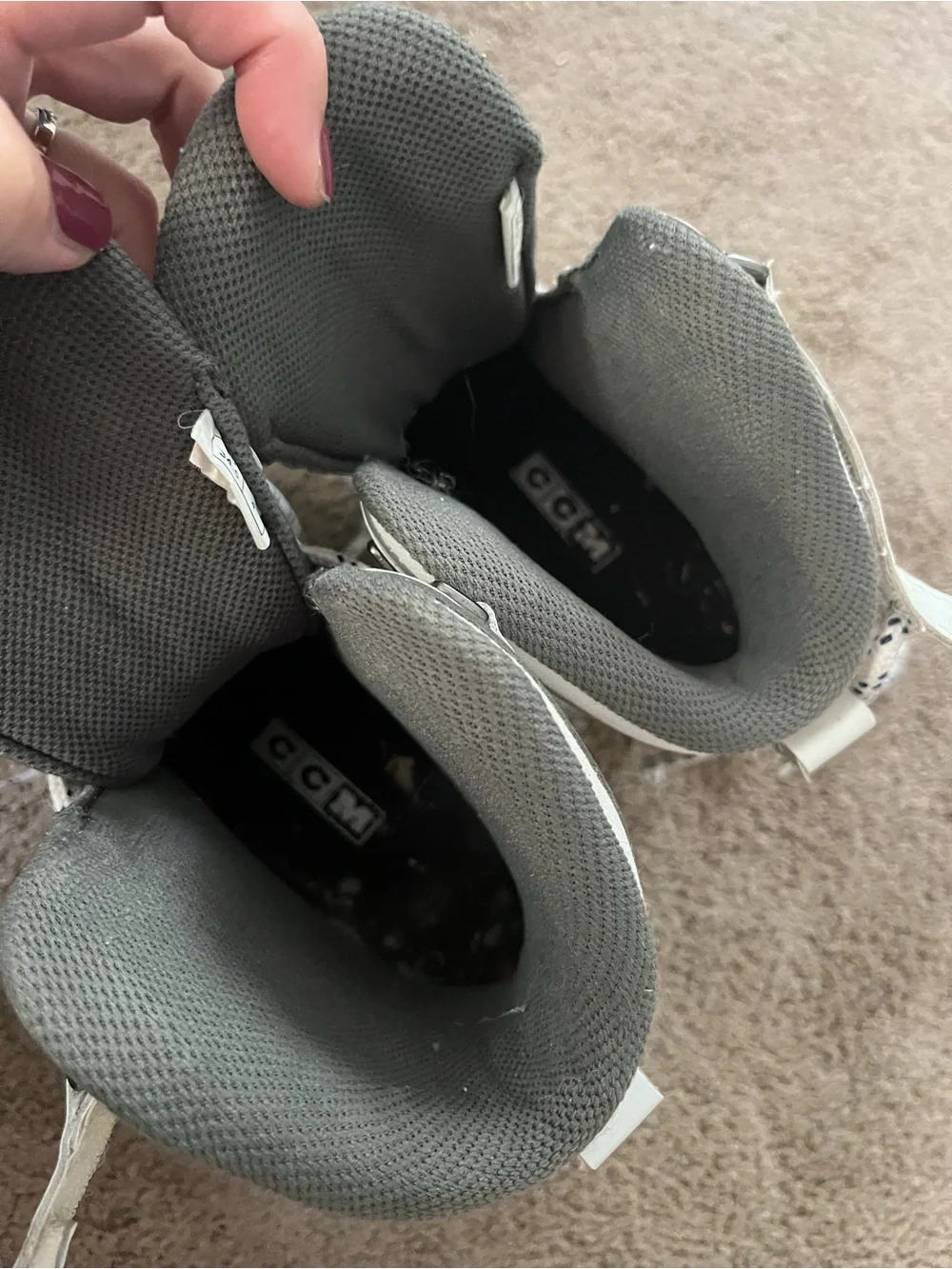 CCM White and Ice Skates with Navy Accents